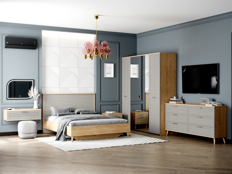 Спальный гарнитур "Гавана" композиция #5 Светло-серый